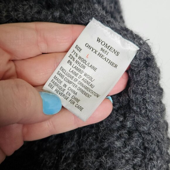 Woolrich Womens Onyx Heather Wool Lambswool Cable Knit Sweater Jacket L Cabin‎ - Picture 4 of 13